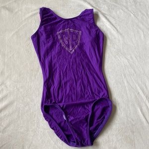 Motionwear rhinestone Girl Power gymnastics leotard.